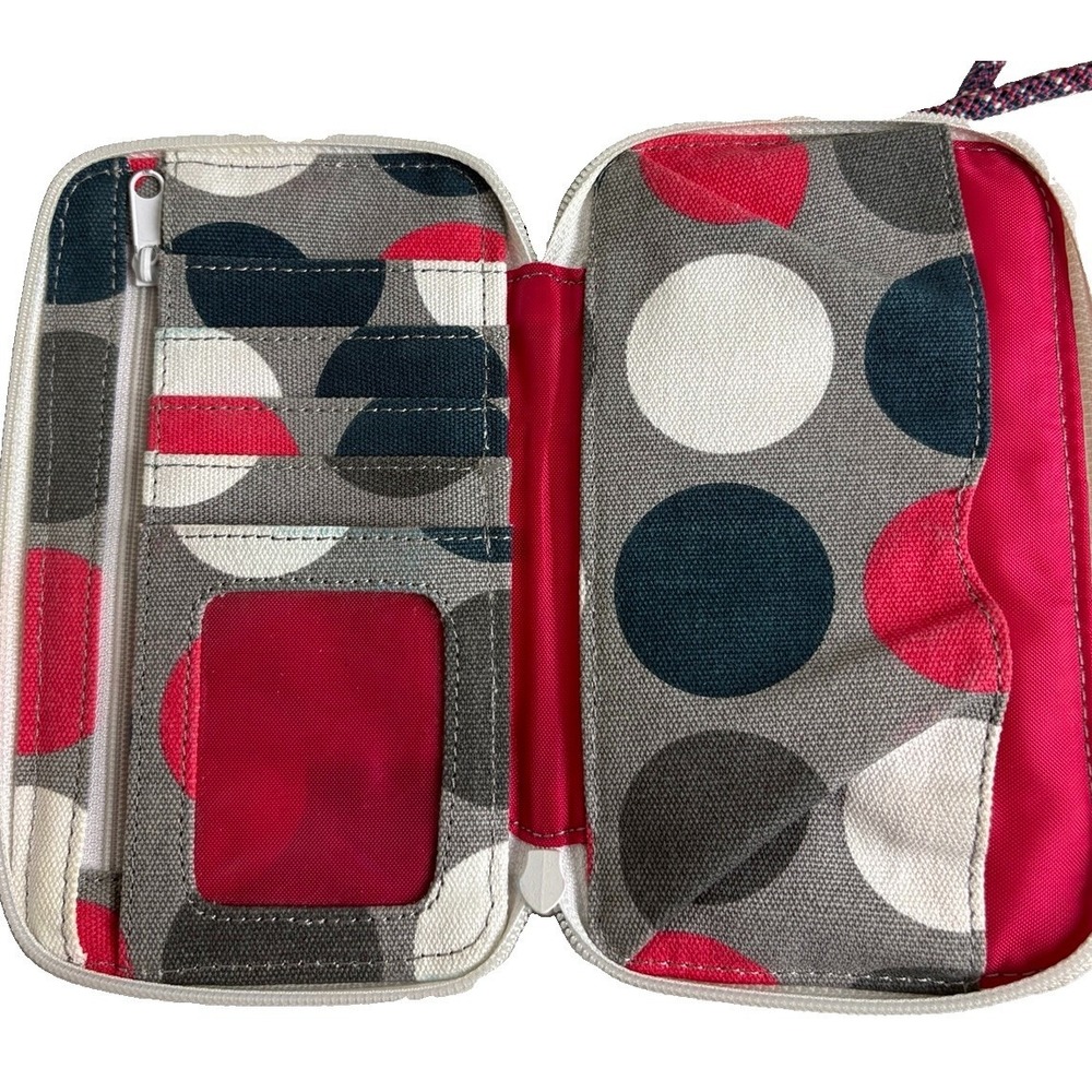Kavu Go Time Bi-Fold Crossbody Wallet Bag 7.5x4" Zip Polka Dot Preppy School - Picture 5 of 13